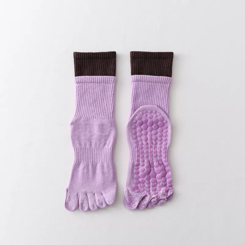 Hawecc | Split-Toe Mid-Calf Socks for Yoga, Pilates, and Barre
