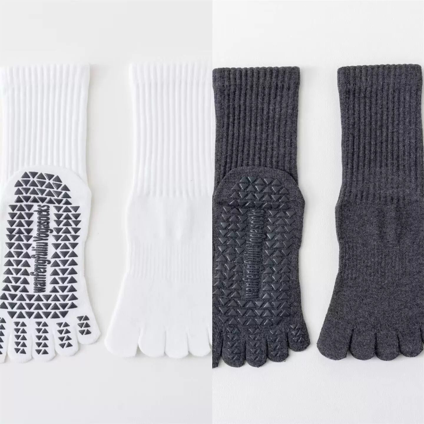 Hawecc | Indoor Fitness Socks for Women with Split Toe and Grip