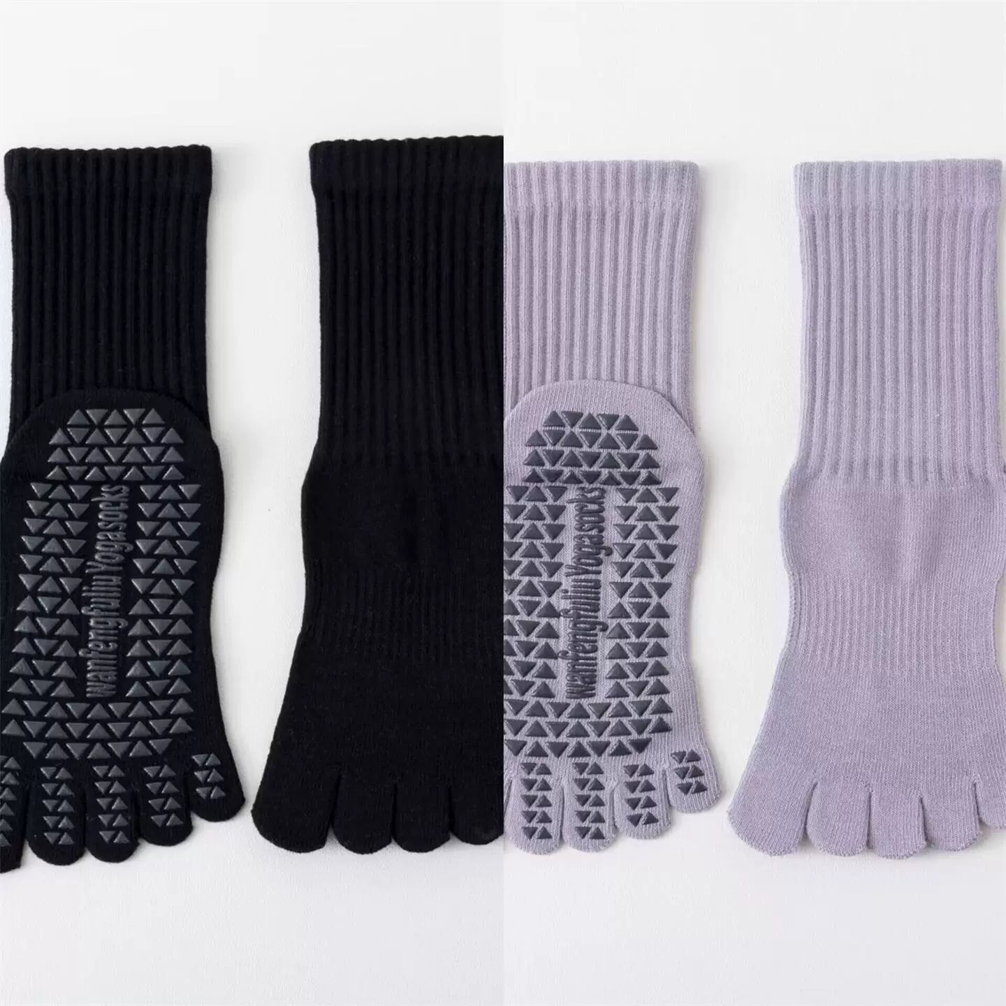 Hawecc | Indoor Fitness Socks for Women with Split Toe and Grip