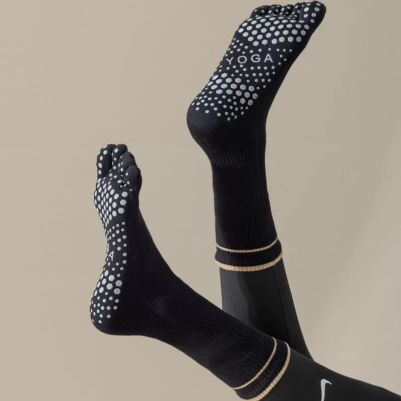 Hawecc | Women’s Split-Toe Grip Socks for Home and Studio