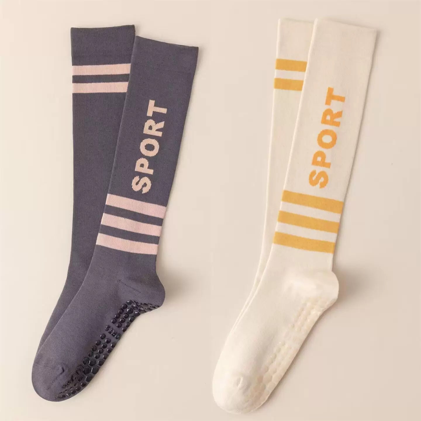 Hawecc | Women’s Mid-Calf Grip Socks for Pilates, Yoga, and Barre