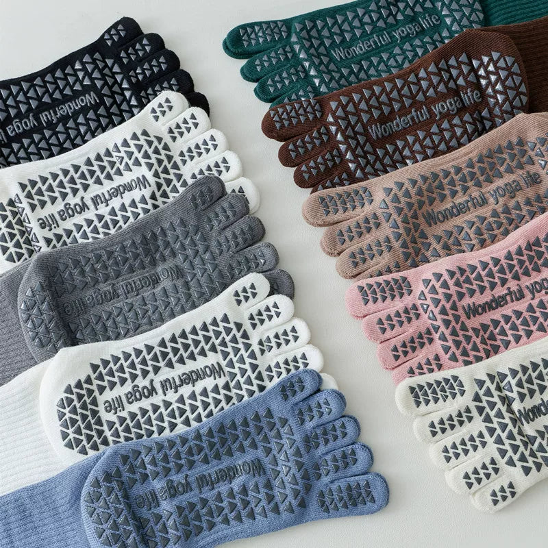 Hawecc | Women’s Split-Toe Indoor Yoga Socks with Mid-Calf Grip