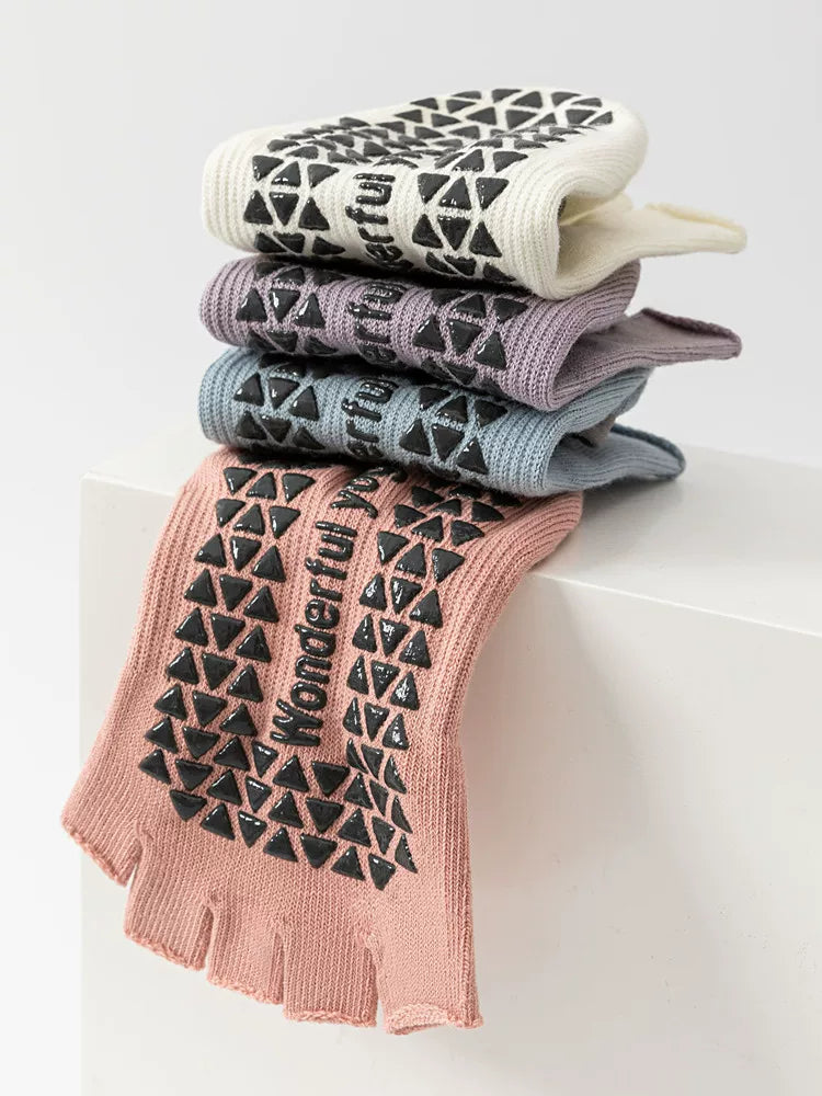 Hawecc | Women’s Mid-Calf Split-Toe Yoga Socks with Non-Slip Grip