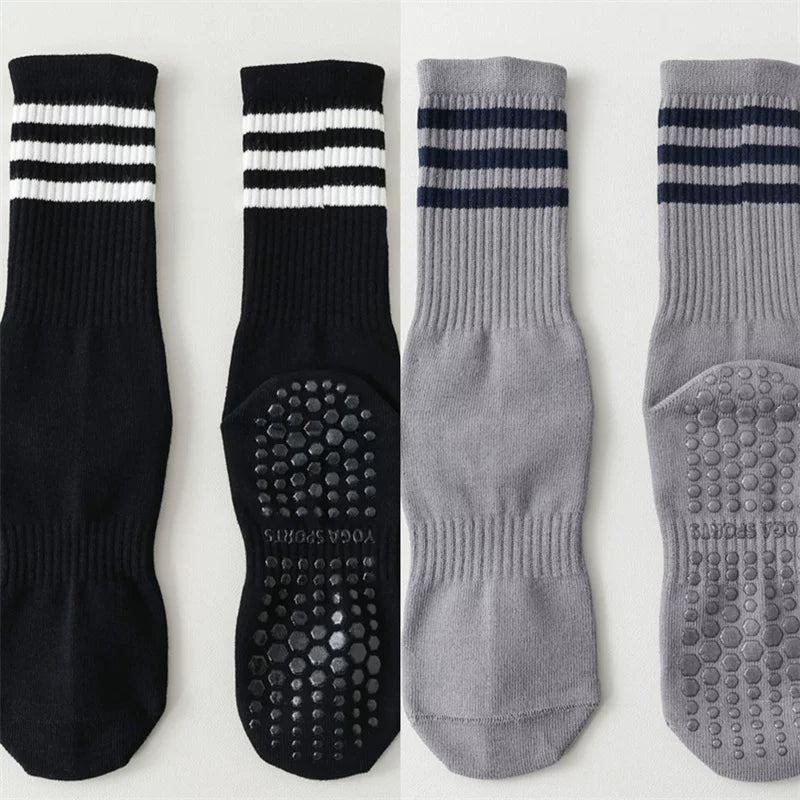 Hawecc | Indoor Mid-Calf Socks for Women with Grip and Split Toe