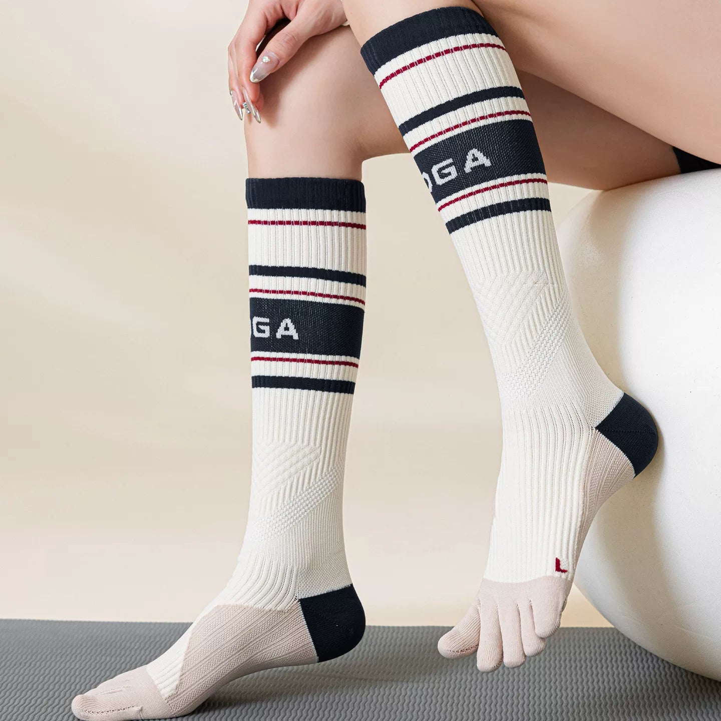 Hawecc | Mid-Calf Split-Toe Socks for Women’s Indoor Training