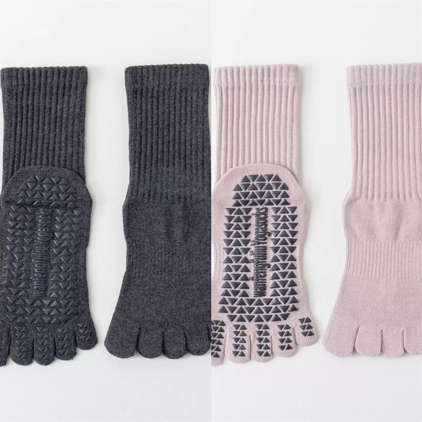 Hawecc | Indoor Fitness Socks for Women with Split Toe and Grip