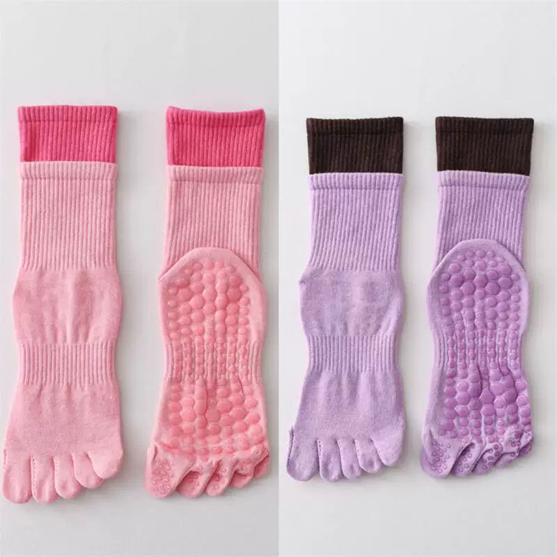 Hawecc | Split-Toe Mid-Calf Socks for Yoga, Pilates, and Barre