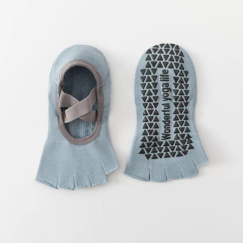 Hawecc | Women’s Mid-Calf Split-Toe Yoga Socks with Non-Slip Grip