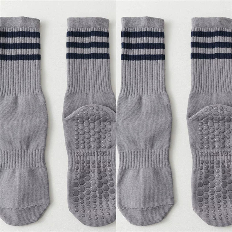 Hawecc | Indoor Mid-Calf Socks for Women with Grip and Split Toe