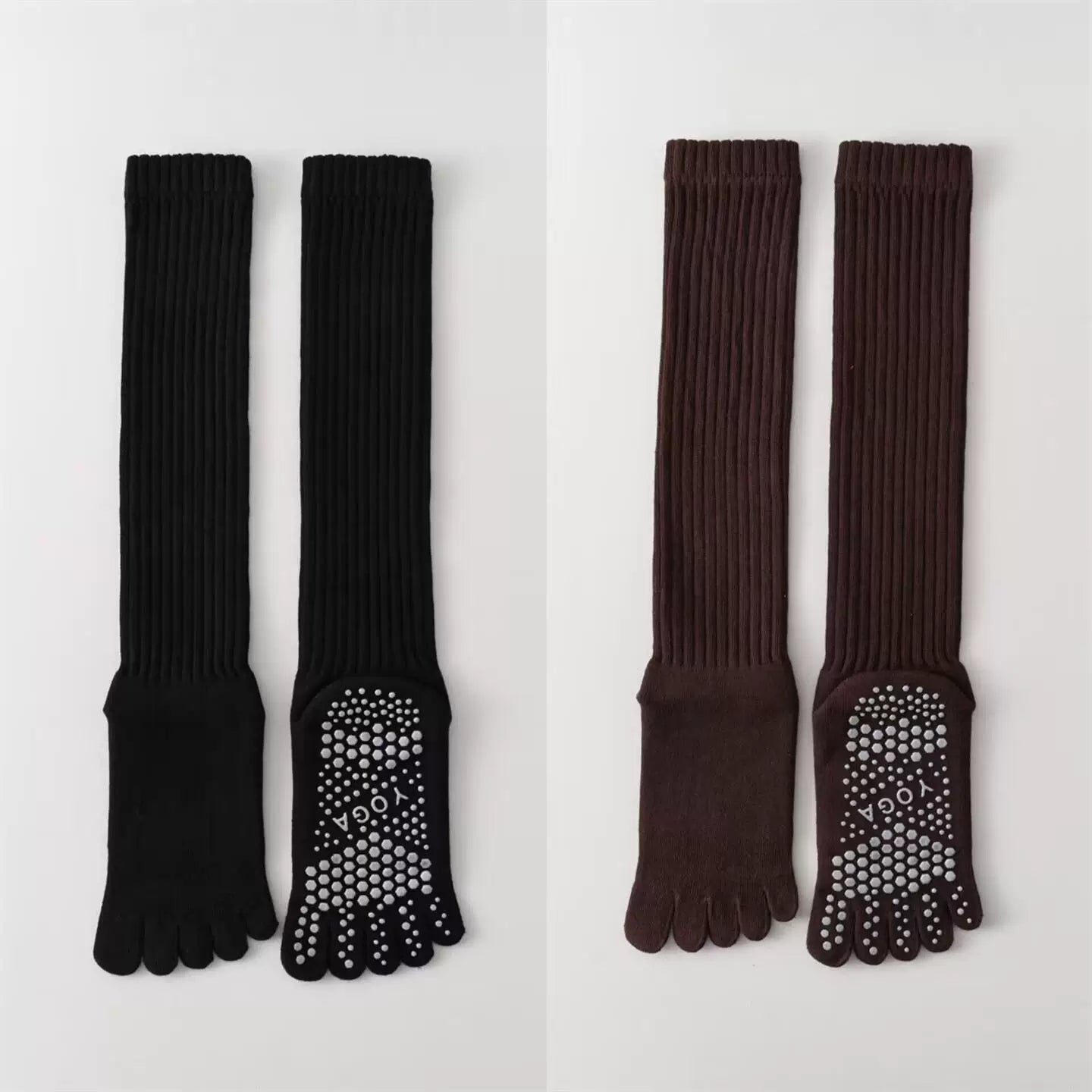Hawecc | Indoor Split-Toe Mid-Calf Socks for Yoga