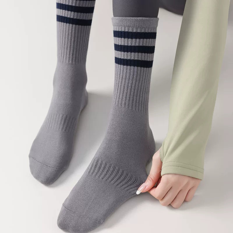 Hawecc | Indoor Mid-Calf Socks for Women with Grip and Split Toe