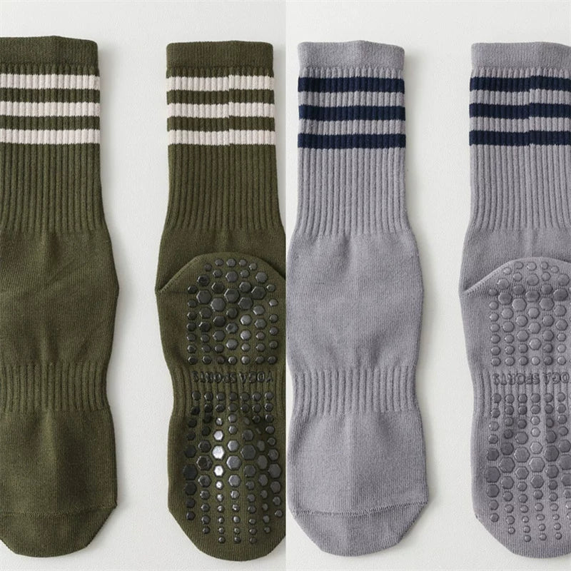 Hawecc | Indoor Mid-Calf Socks for Women with Grip and Split Toe