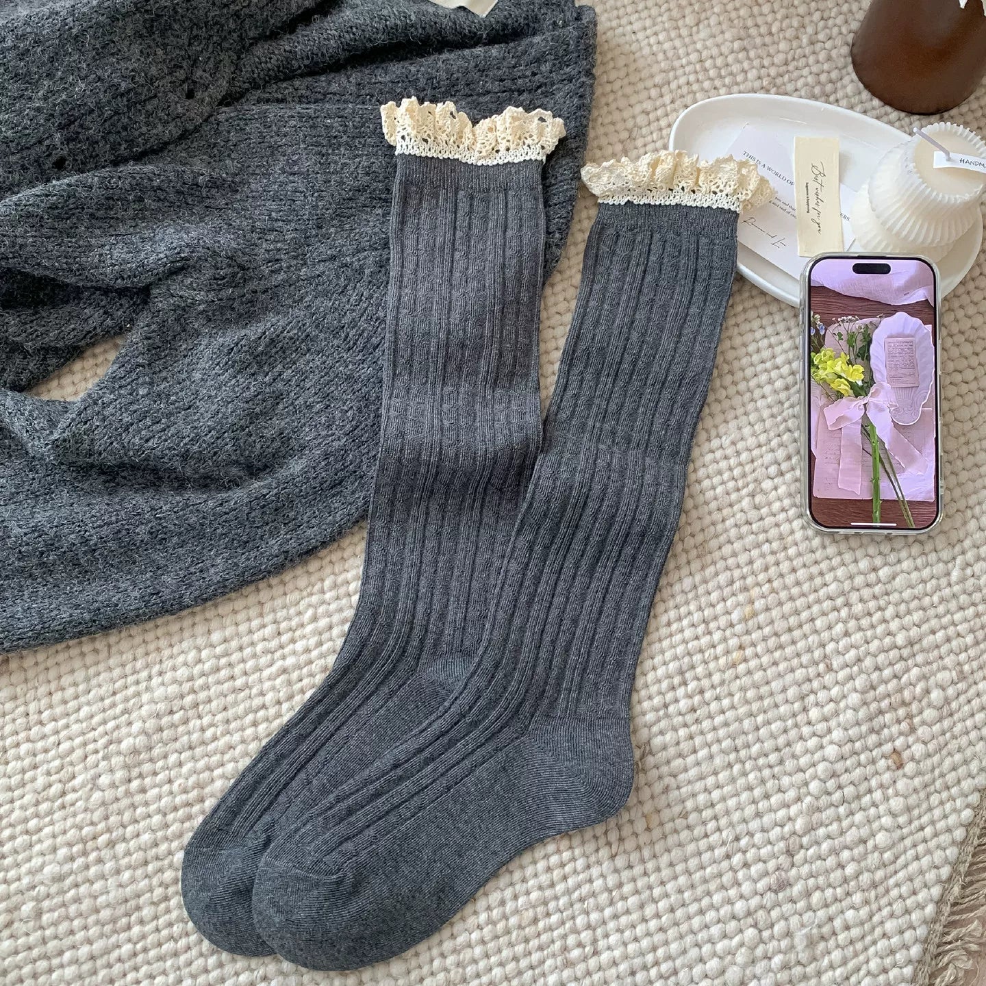 Hawecc | Mid-Calf Grip Socks for Women’s Pilates and Yoga