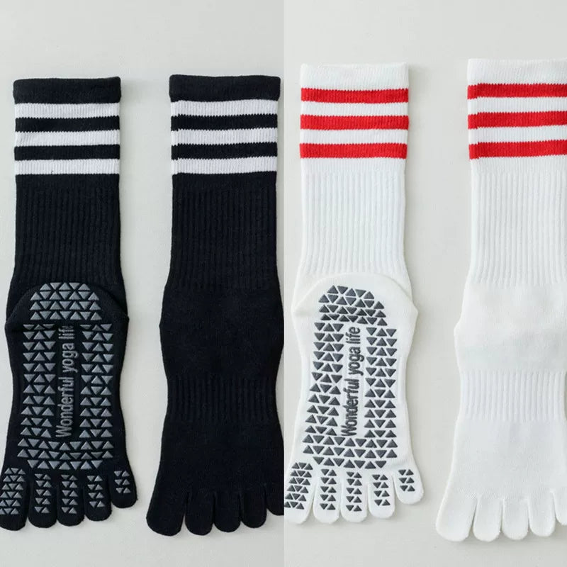 Hawecc | Women’s Split-Toe Indoor Yoga Socks with Mid-Calf Grip
