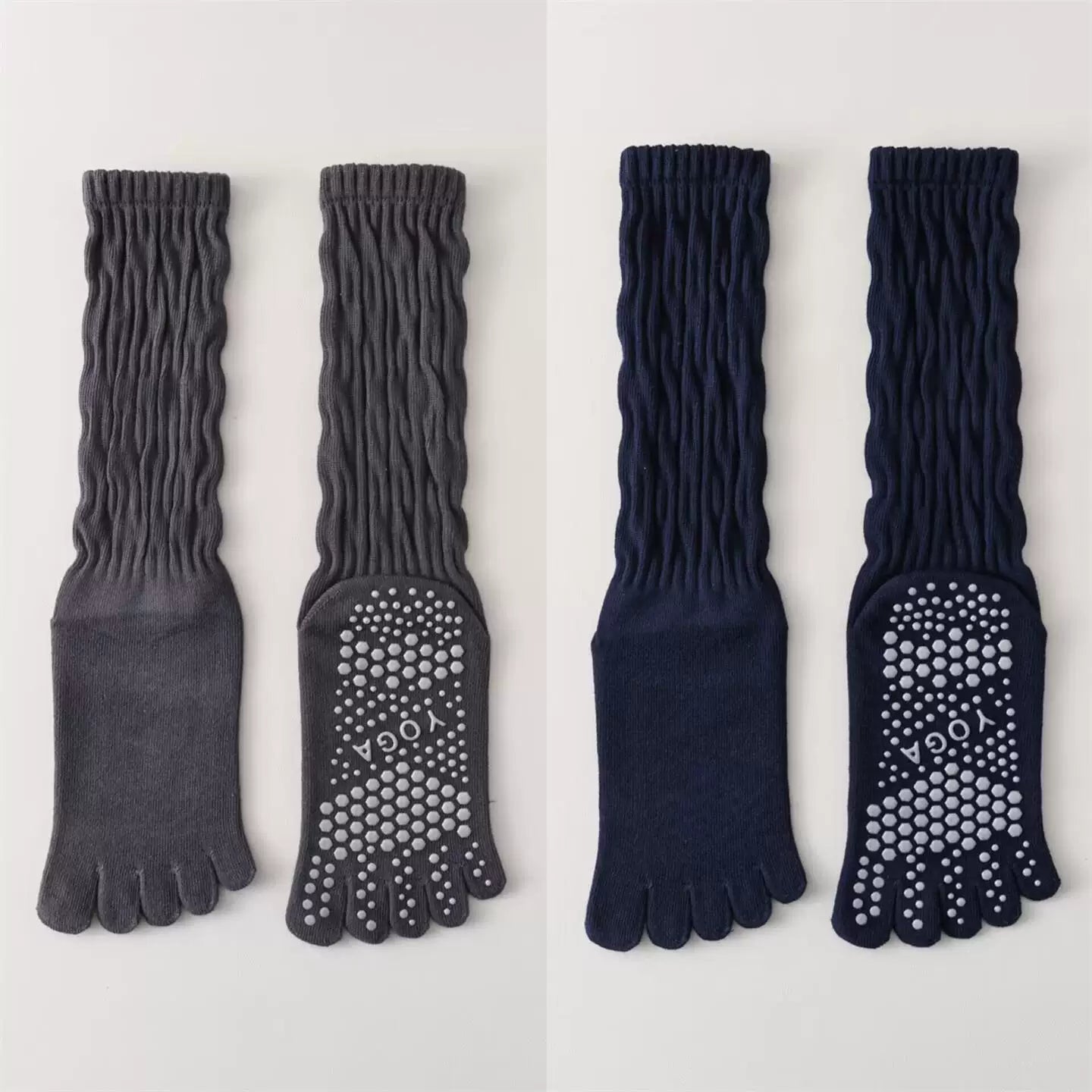 Hawecc | Women’s Split-Toe Mid-Calf Grip Socks for Yoga