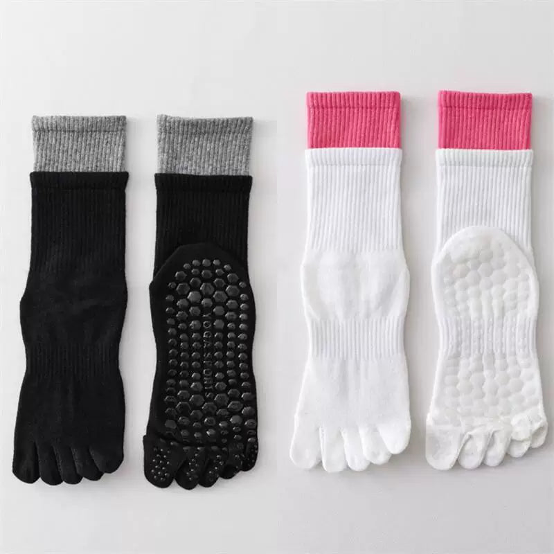 Hawecc | Split-Toe Mid-Calf Socks for Yoga, Pilates, and Barre