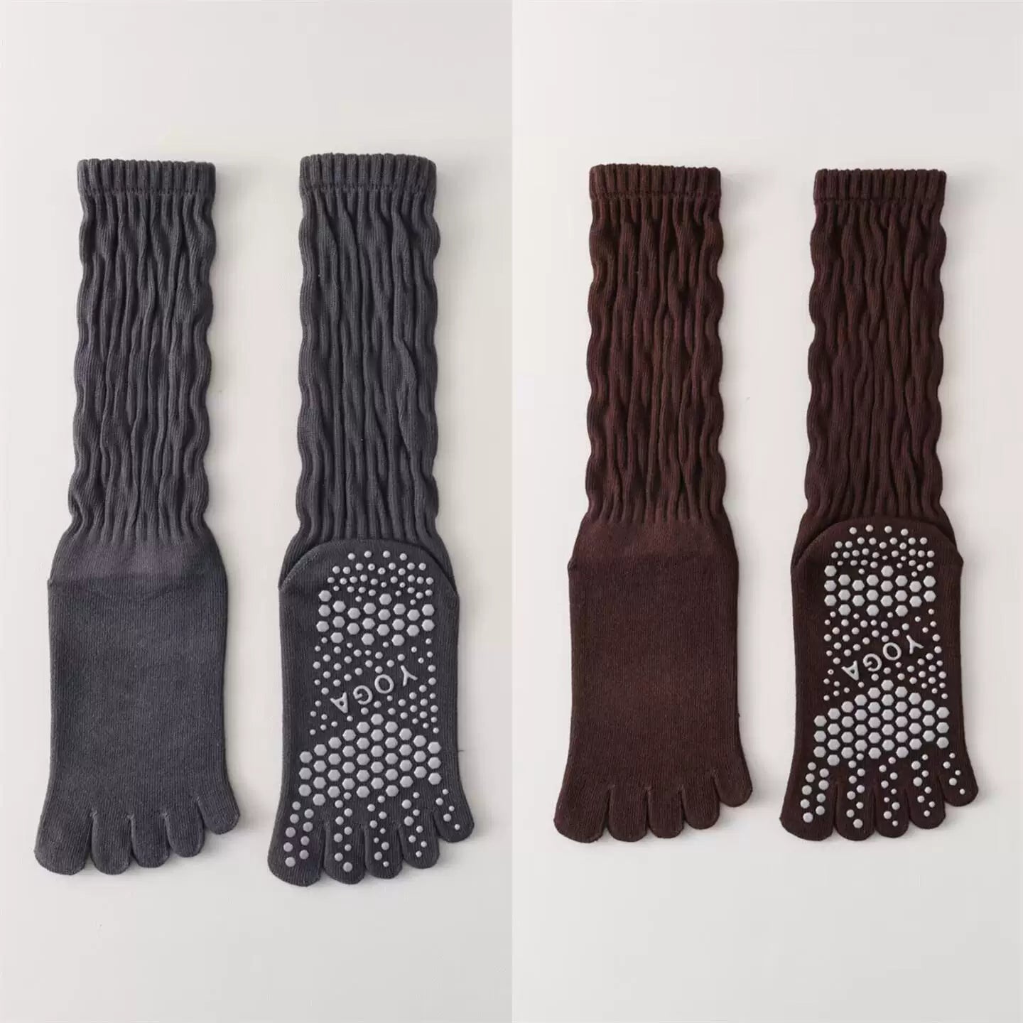 Hawecc | Women’s Split-Toe Mid-Calf Grip Socks for Yoga