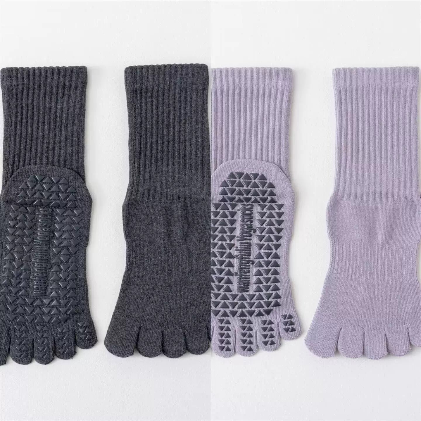 Hawecc | Indoor Fitness Socks for Women with Split Toe and Grip