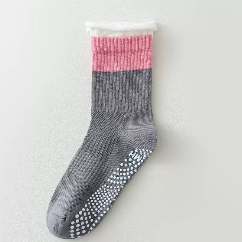Hawecc | Non-Slip Split-Toe Mid-Calf Socks for Floor Workouts