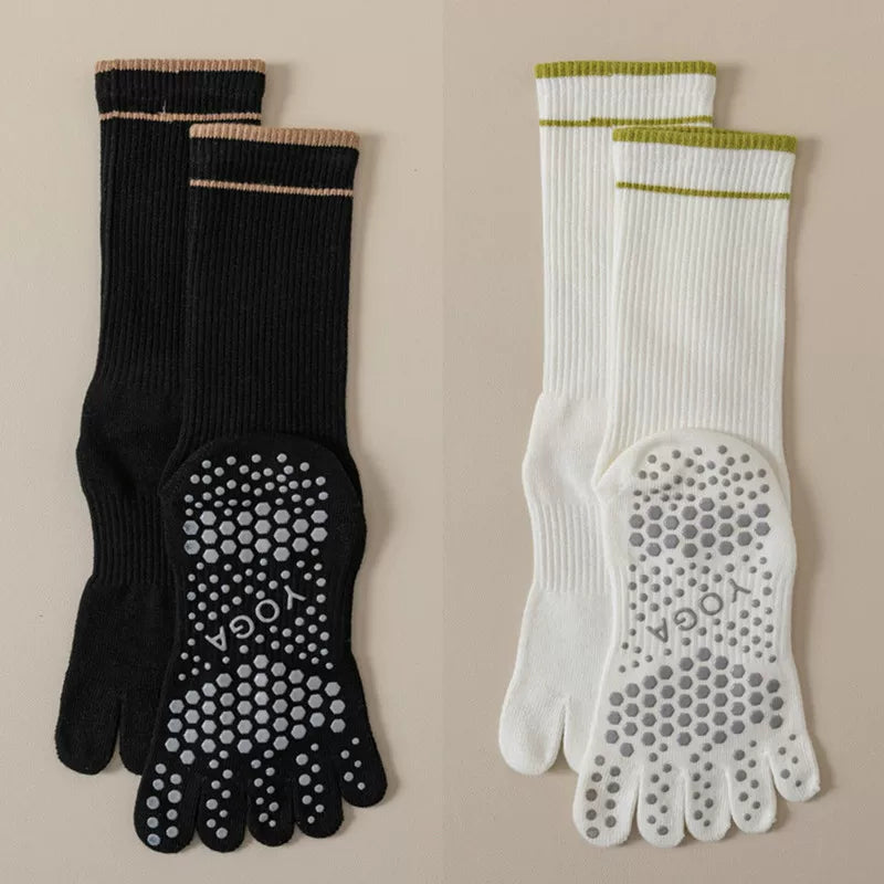 Hawecc | Women’s Split-Toe Grip Socks for Home and Studio