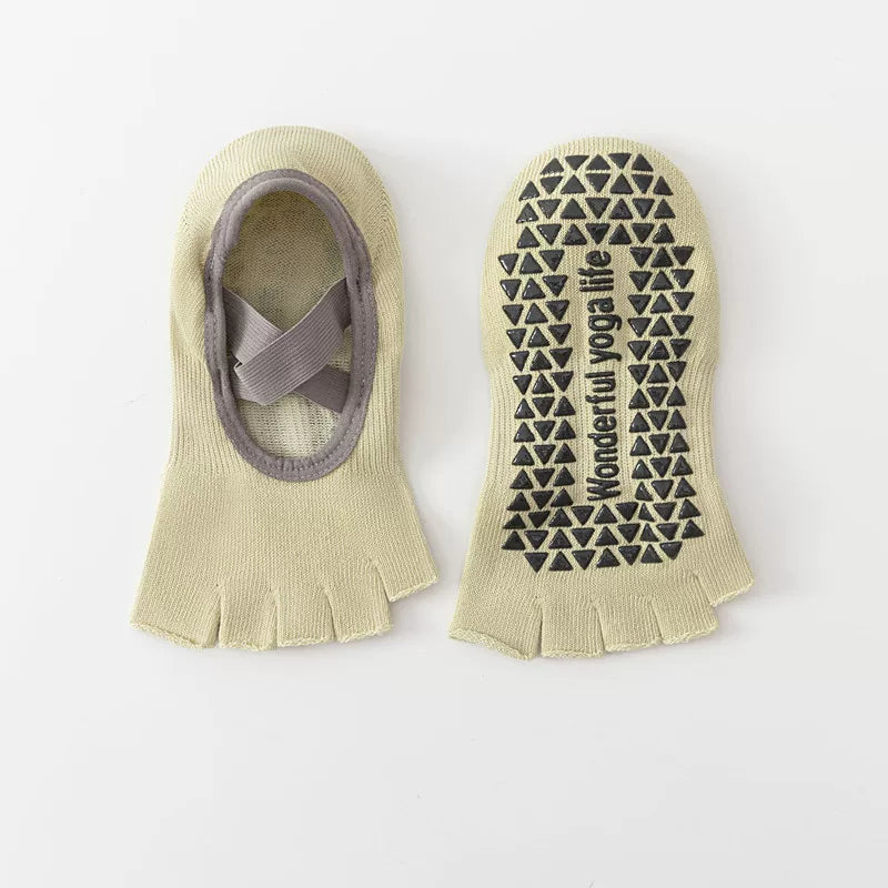 Hawecc | Women’s Mid-Calf Split-Toe Yoga Socks with Non-Slip Grip