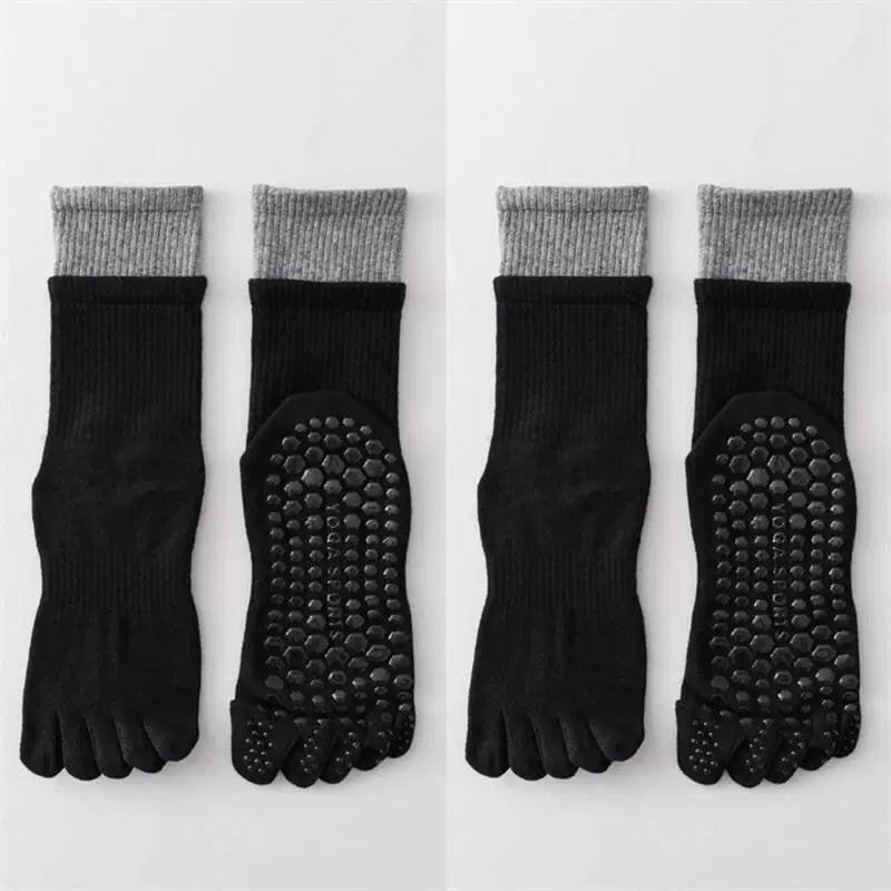 Hawecc | Split-Toe Mid-Calf Socks for Yoga, Pilates, and Barre