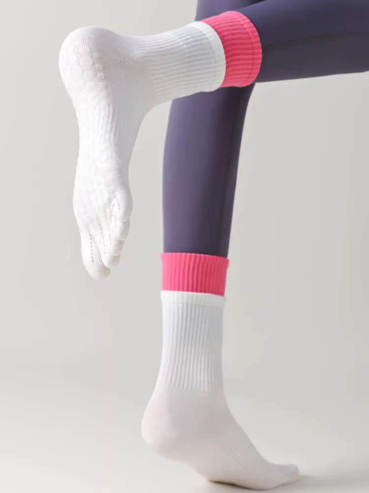 Hawecc | Split-Toe Mid-Calf Socks for Yoga, Pilates, and Barre