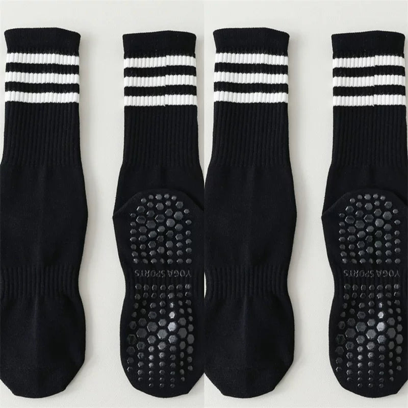 Hawecc | Indoor Mid-Calf Socks for Women with Grip and Split Toe