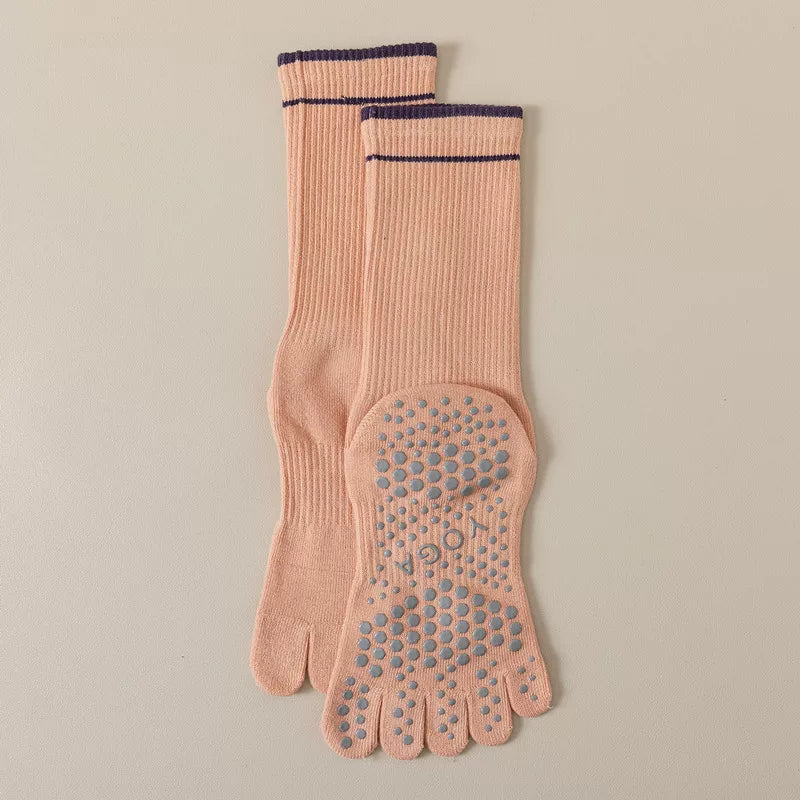 Hawecc | Women’s Split-Toe Grip Socks for Home and Studio