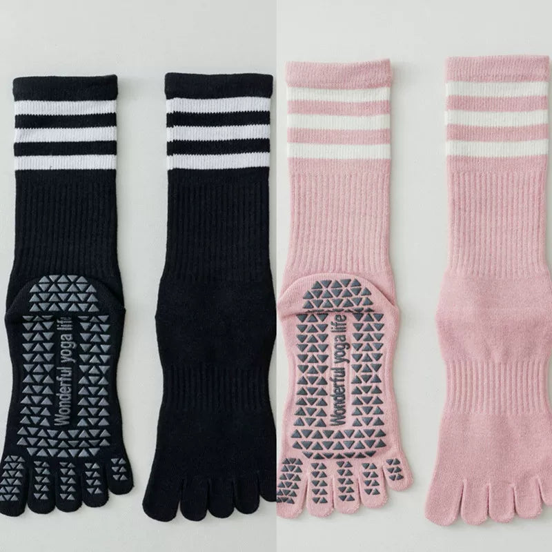 Hawecc | Women’s Split-Toe Indoor Yoga Socks with Mid-Calf Grip