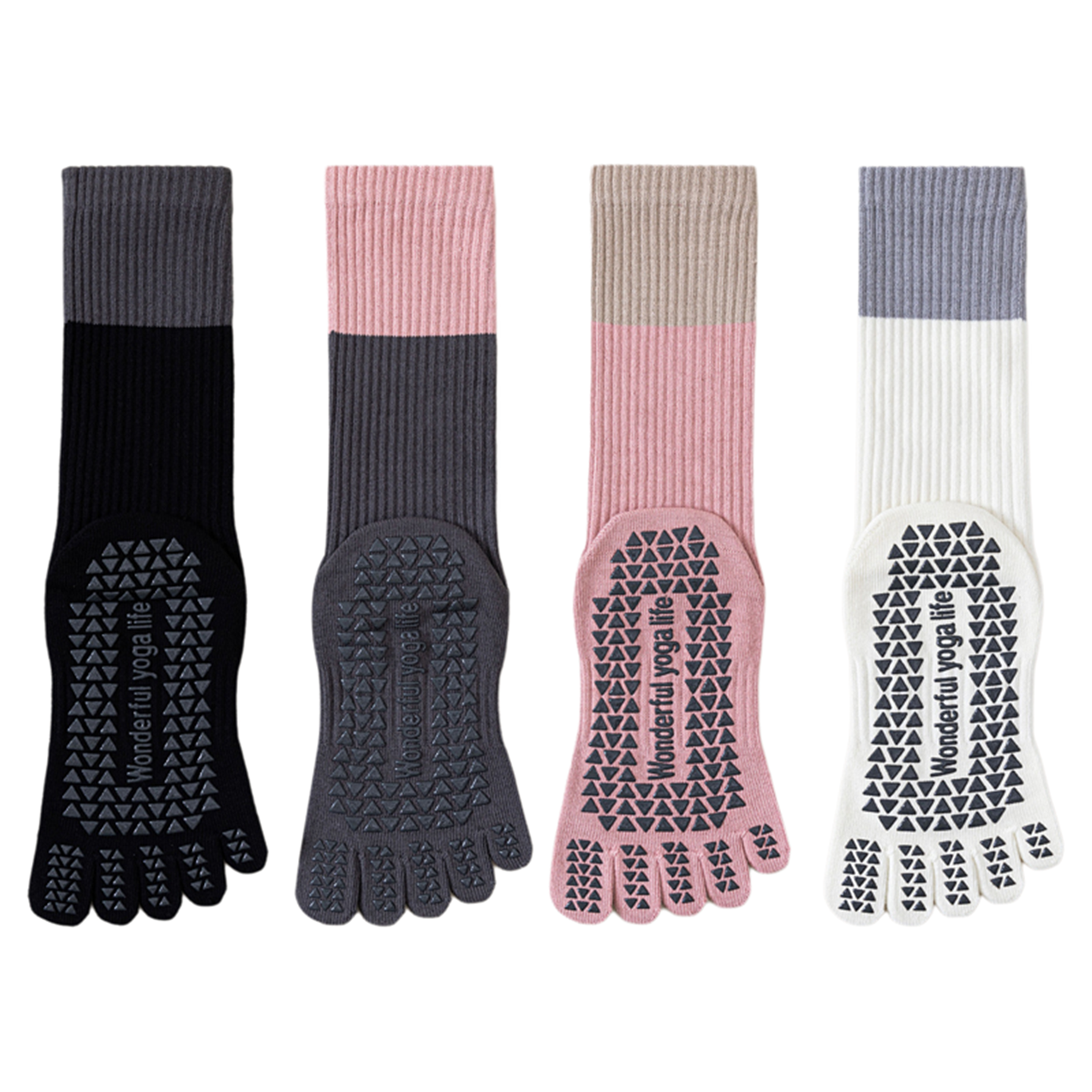 Hawecc | Mid-Calf Non-Slip Yoga Socks for Women with Split Toe Design