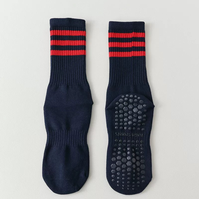 Hawecc | Indoor Mid-Calf Socks for Women with Grip and Split Toe