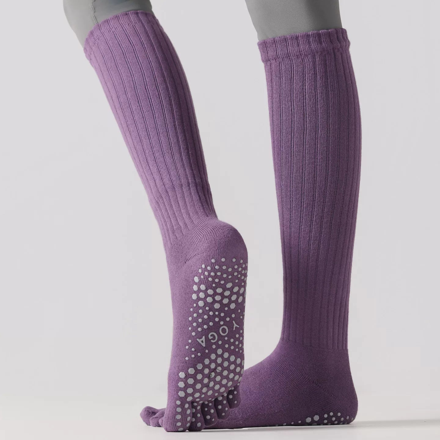 Hawecc | Indoor Split-Toe Mid-Calf Socks for Yoga