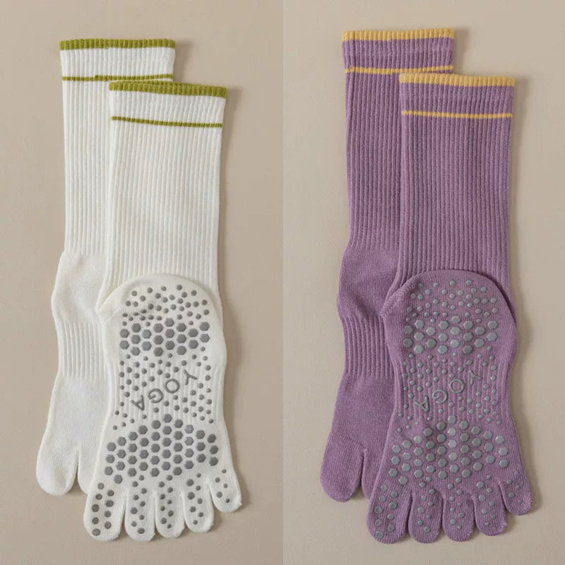 Hawecc | Women’s Split-Toe Grip Socks for Home and Studio