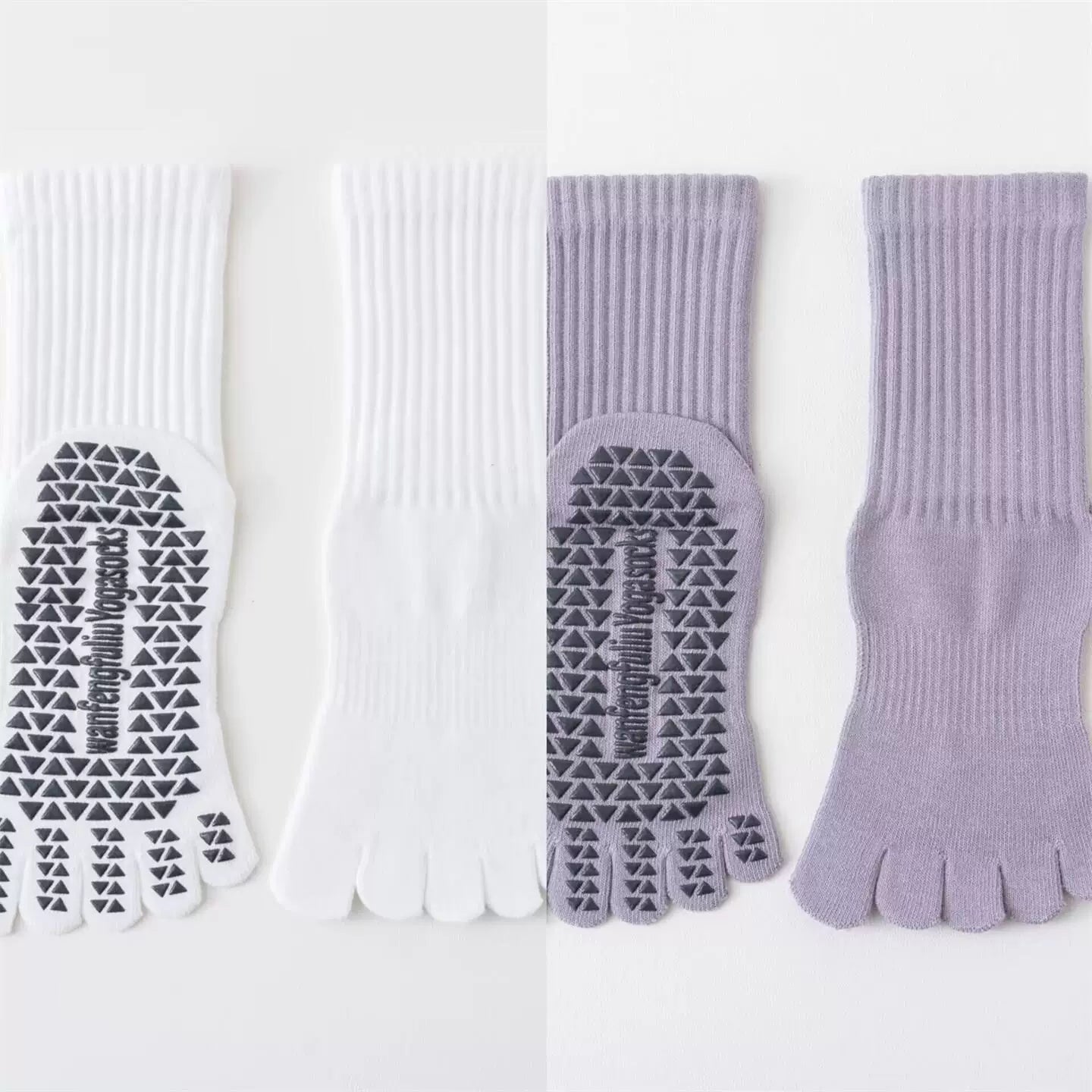 Hawecc | Indoor Fitness Socks for Women with Split Toe and Grip