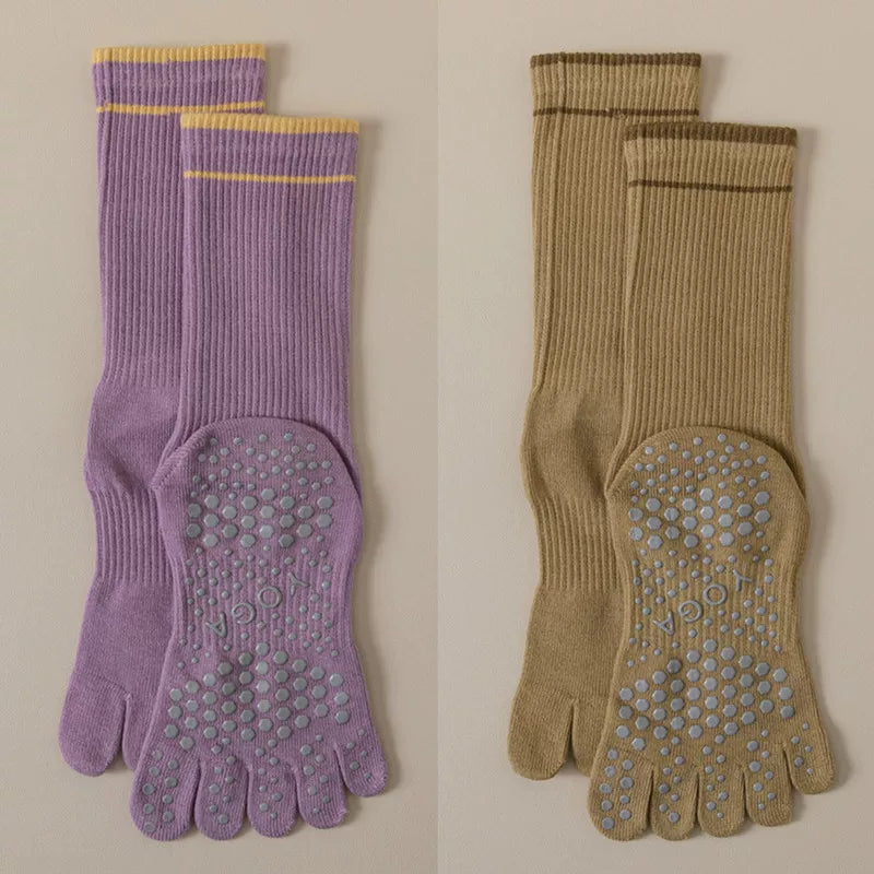 Hawecc | Women’s Split-Toe Grip Socks for Home and Studio