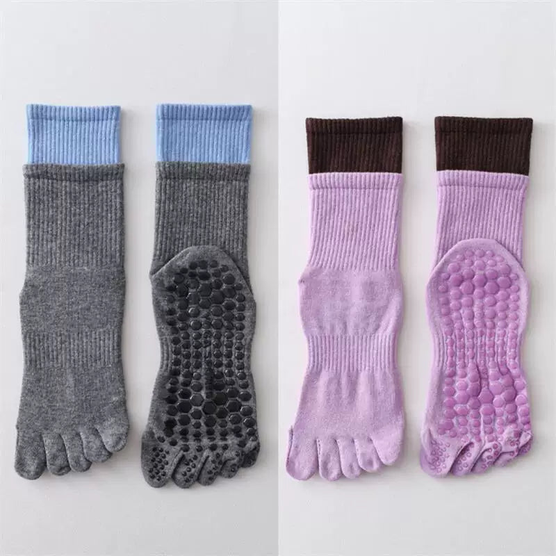 Hawecc | Split-Toe Mid-Calf Socks for Yoga, Pilates, and Barre