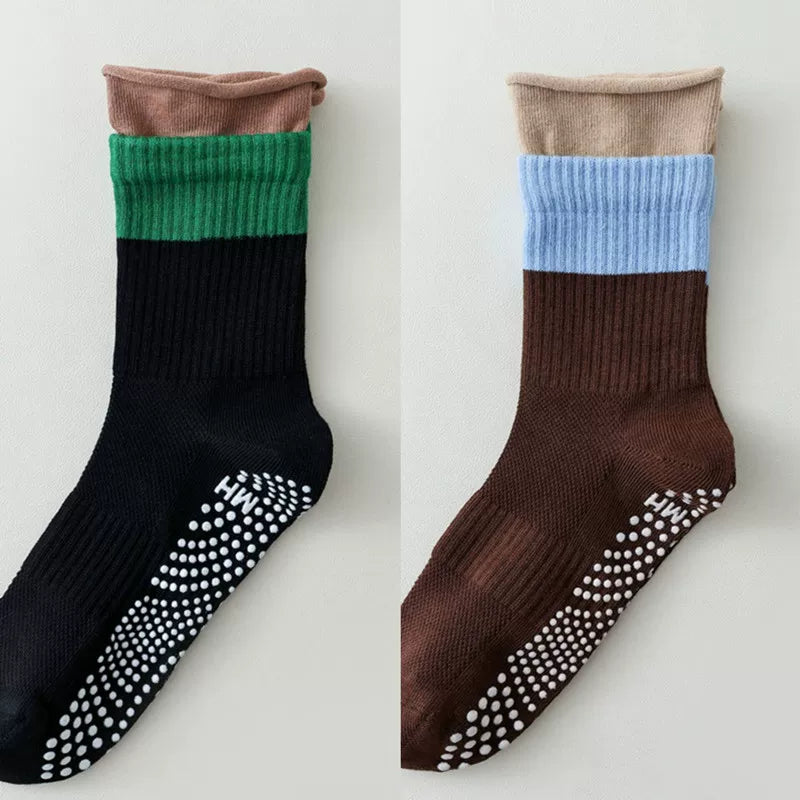 Hawecc | Non-Slip Split-Toe Mid-Calf Socks for Floor Workouts