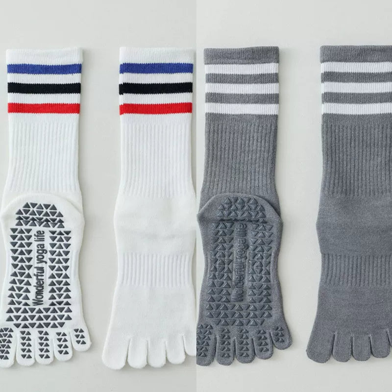 Hawecc | Women’s Split-Toe Indoor Yoga Socks with Mid-Calf Grip