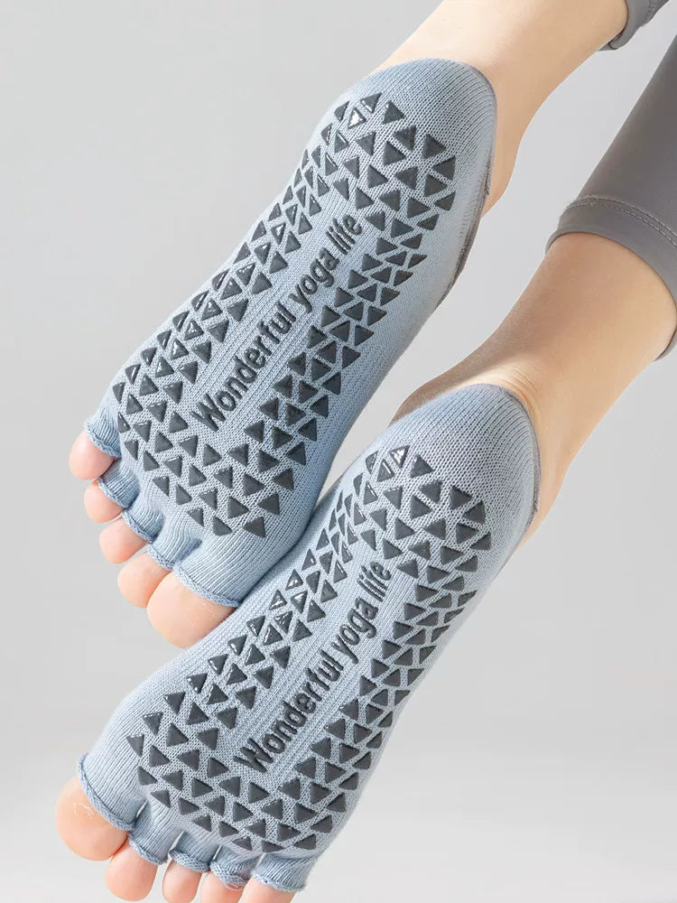 Hawecc | Women’s Mid-Calf Split-Toe Yoga Socks with Non-Slip Grip