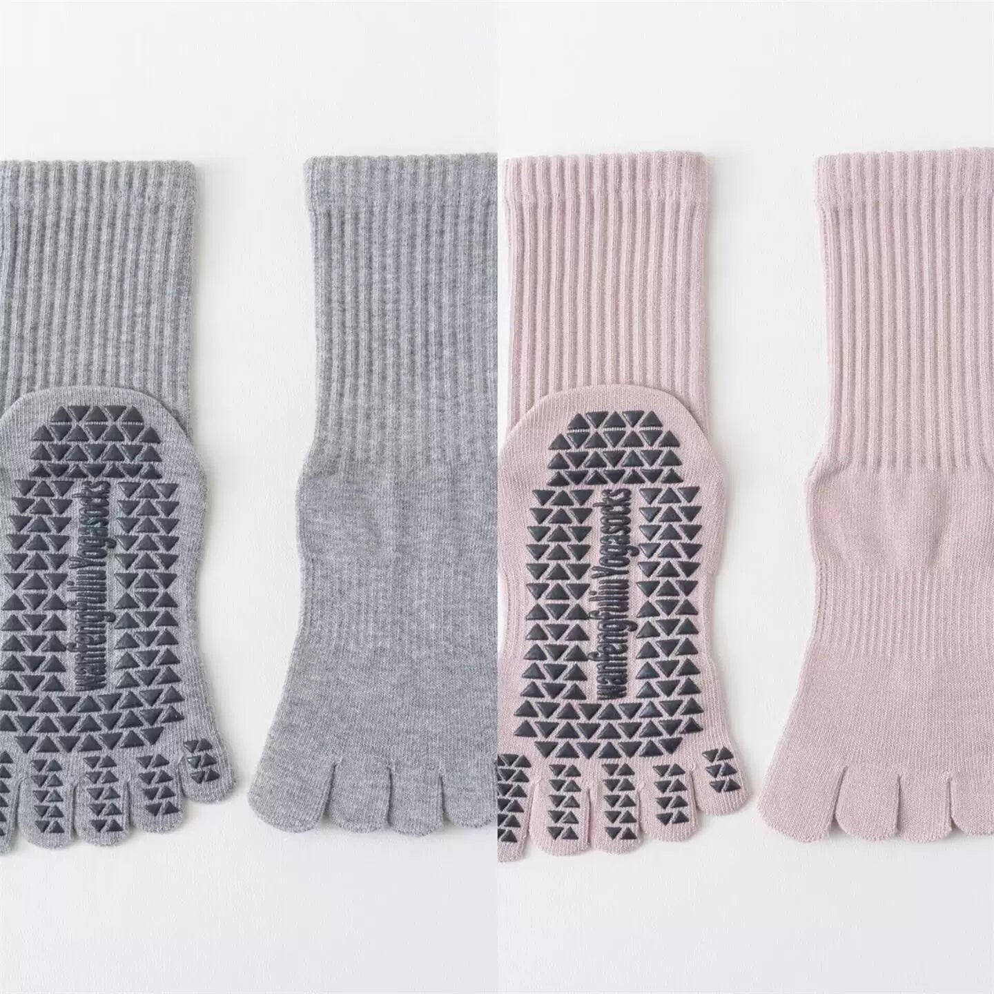 Hawecc | Indoor Fitness Socks for Women with Split Toe and Grip