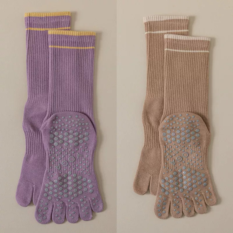 Hawecc | Women’s Split-Toe Grip Socks for Home and Studio