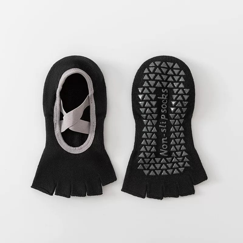 Hawecc | Women’s Mid-Calf Split-Toe Yoga Socks with Non-Slip Grip