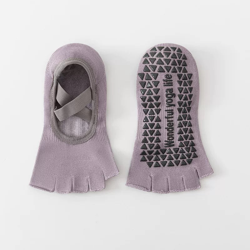 Hawecc | Women’s Mid-Calf Split-Toe Yoga Socks with Non-Slip Grip