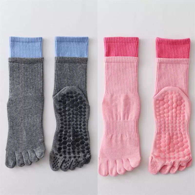 Hawecc | Split-Toe Mid-Calf Socks for Yoga, Pilates, and Barre