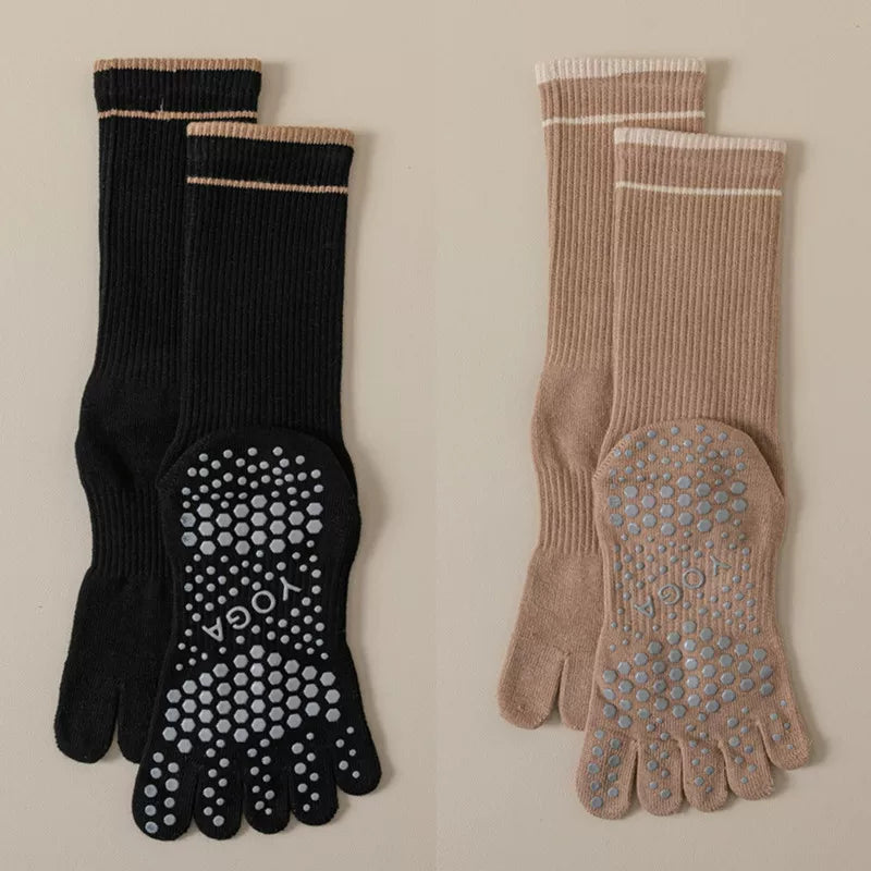 Hawecc | Women’s Split-Toe Grip Socks for Home and Studio