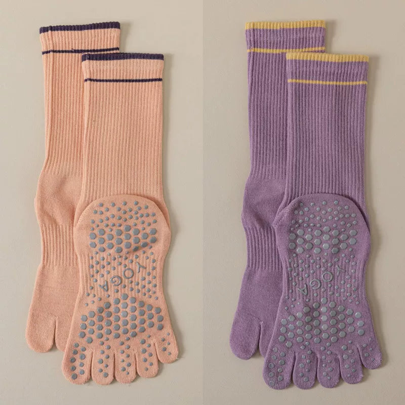 Hawecc | Women’s Split-Toe Grip Socks for Home and Studio