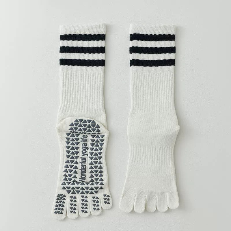 Hawecc | Women’s Split-Toe Indoor Yoga Socks with Mid-Calf Grip