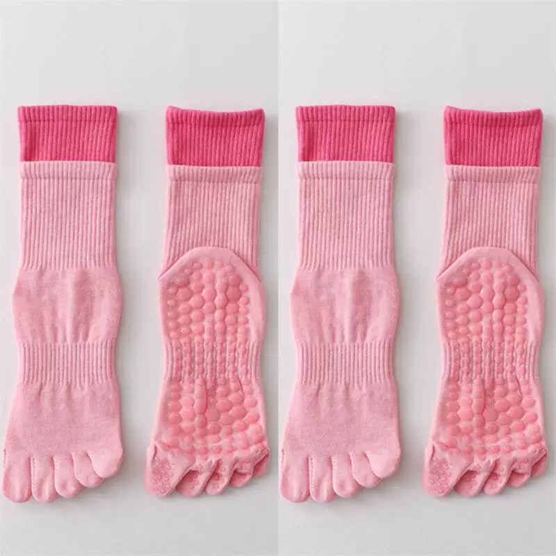 Hawecc | Split-Toe Mid-Calf Socks for Yoga, Pilates, and Barre