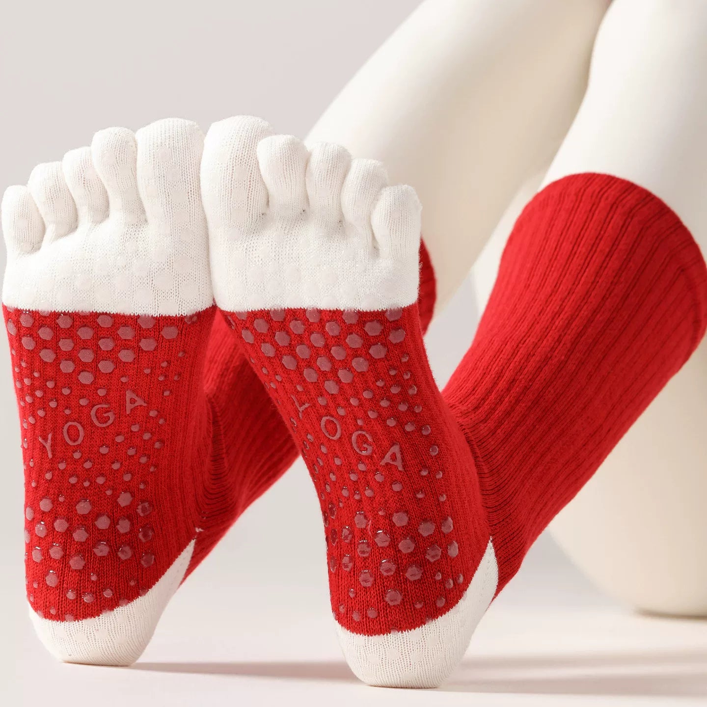 Hawecc | Non-Slip Split-Toe Socks for Women’s Mid-Calf Fitness